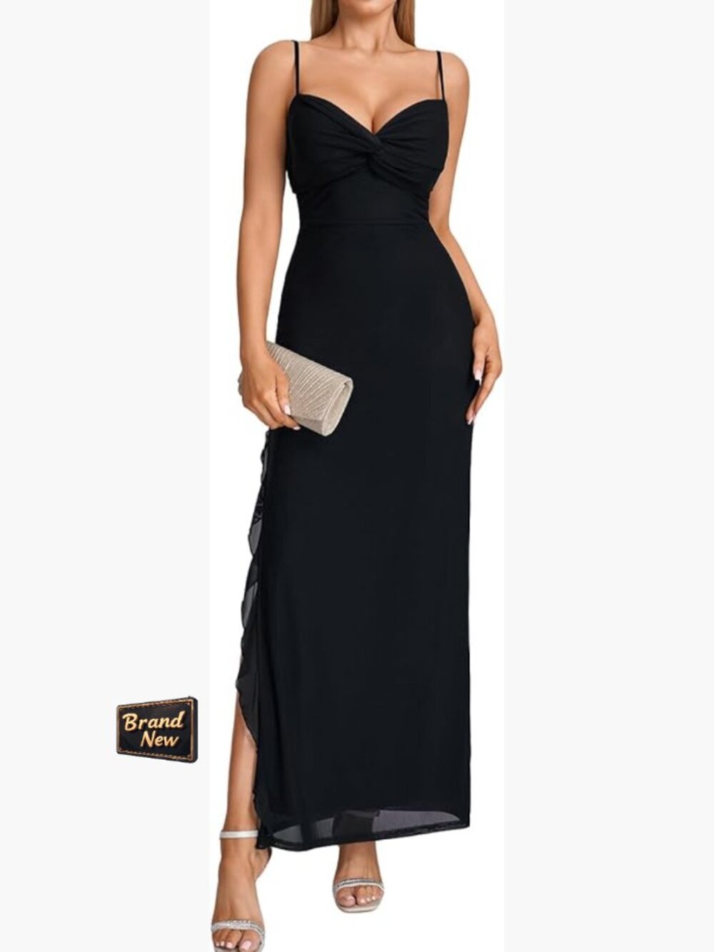 Bodycon Slit Ruffle Maxi Dress Formal Wedding Guest Long